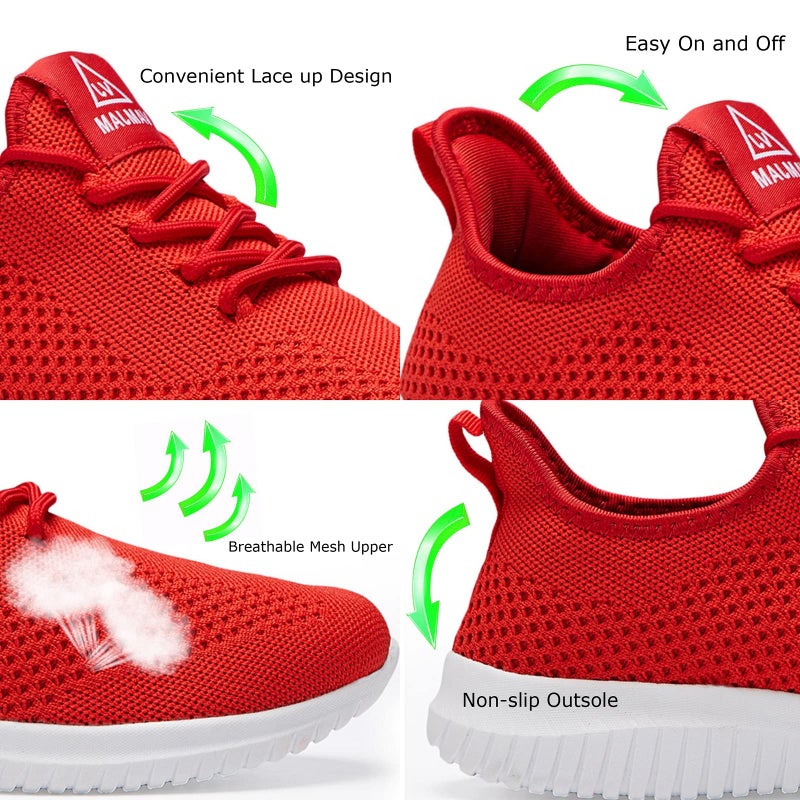 VAMJAM Men's Running Shoes Ultra Lightweight Breathable Walking Shoes Non Slip Athletic Fashion Sneakers Mesh Workout Casual Sports Shoes Red Size 10.5 - Image 3